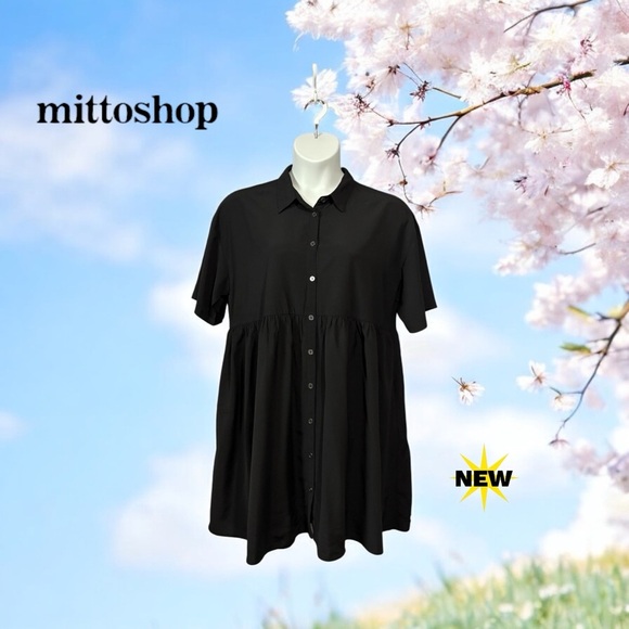 NWOT, Mittoshop, Black Button-Up Dress, XL - Picture 1 of 8